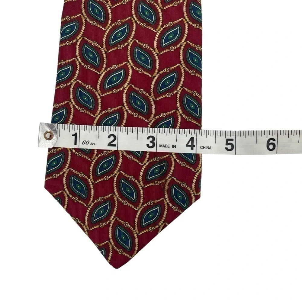 Tommy Hilfiger Mens Necktie Tie Forest Green Red Flags Stars Striped